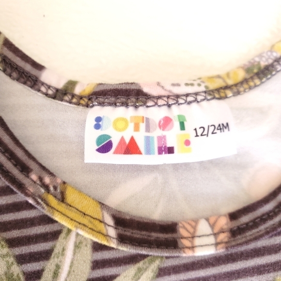 Dot Dot Smile Dress Short-sleeve Black Striped Floral Baby Girls 12-24M - Picture 3 of 4